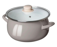 Altom Garnek emaliowany 16 cm z pokrywą szklaną 1,3l taupe - 1580543 - zdjęcie 1